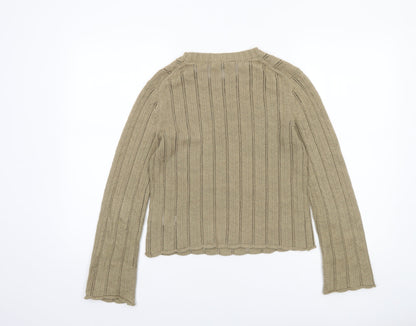 Jigsaw Women’s Beige XS Open-Knit Cotton Blend Jumper