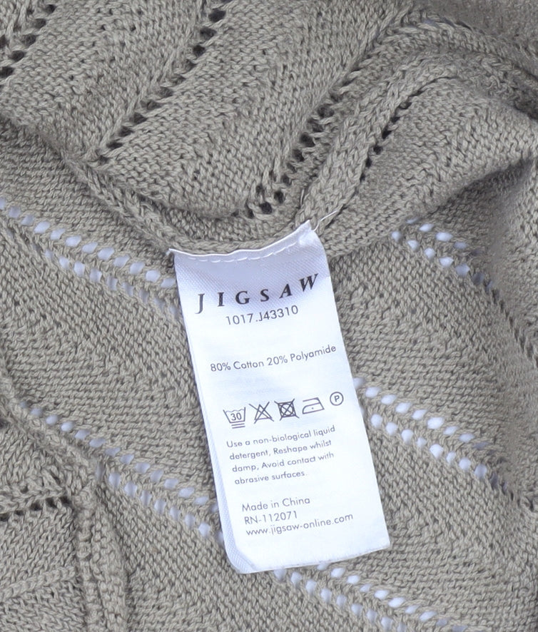 Jigsaw Women’s Beige XS Open-Knit Cotton Blend Jumper