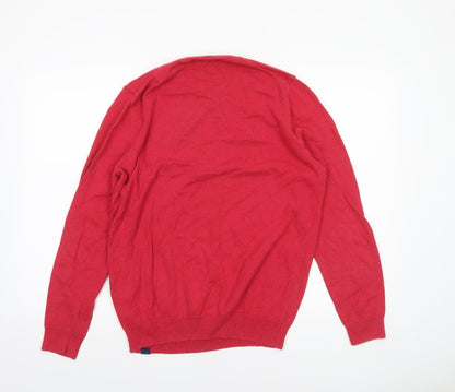 Superdry Men's Red Cotton Crew Neck Pullover Jumper Size M