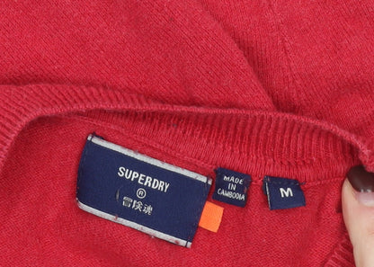 Superdry Men's Red Cotton Crew Neck Pullover Jumper Size M