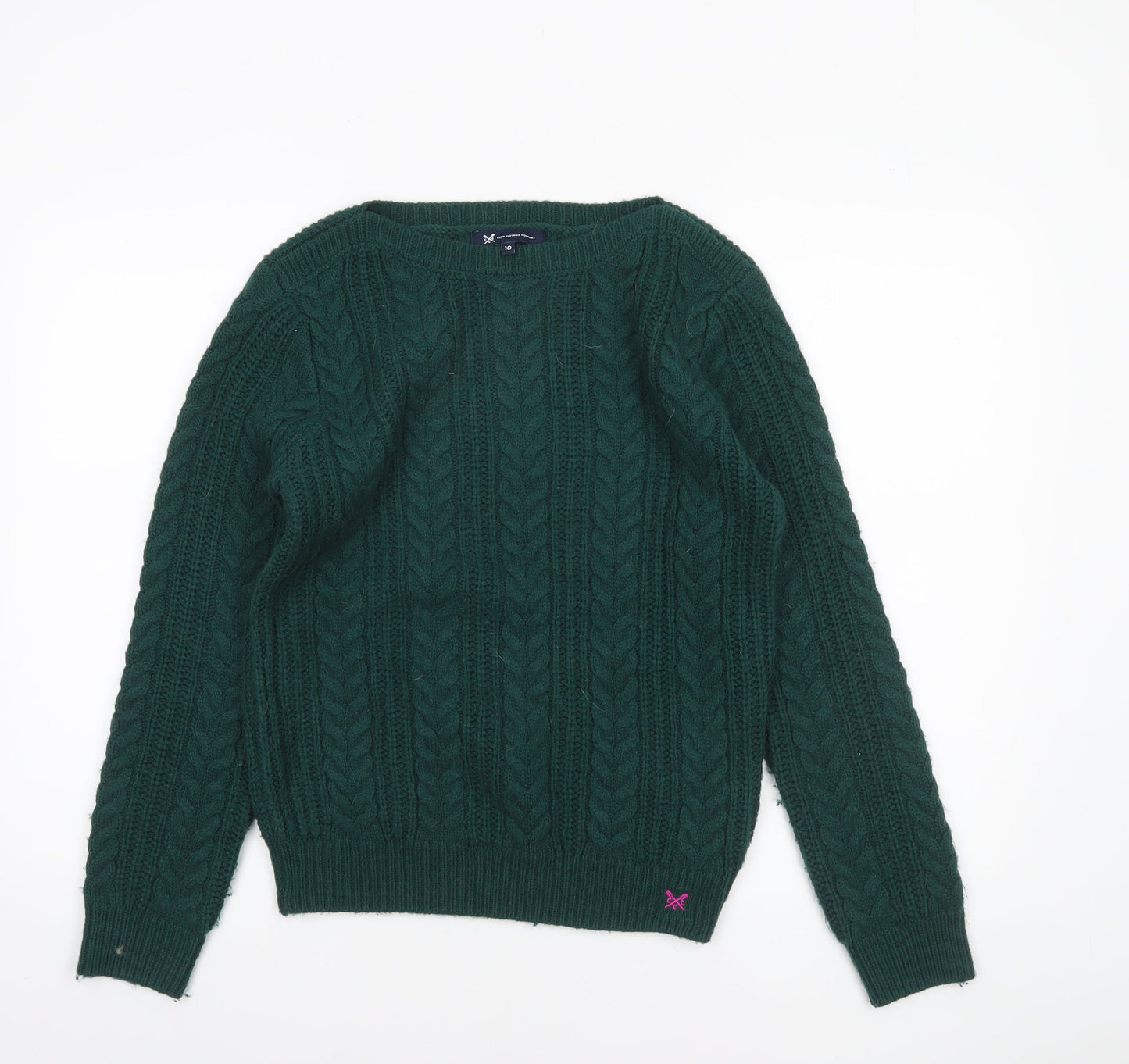 Crew Clothing Women’s Green Cable Knit Jumper Size 10