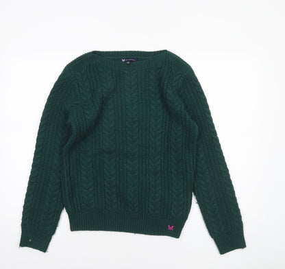 Crew Clothing Women’s Green Cable Knit Jumper Size 10