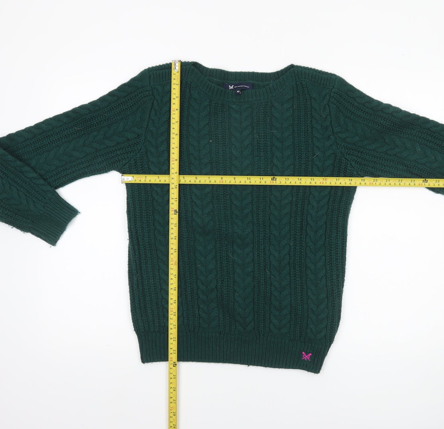 Crew Clothing Women’s Green Cable Knit Jumper Size 10