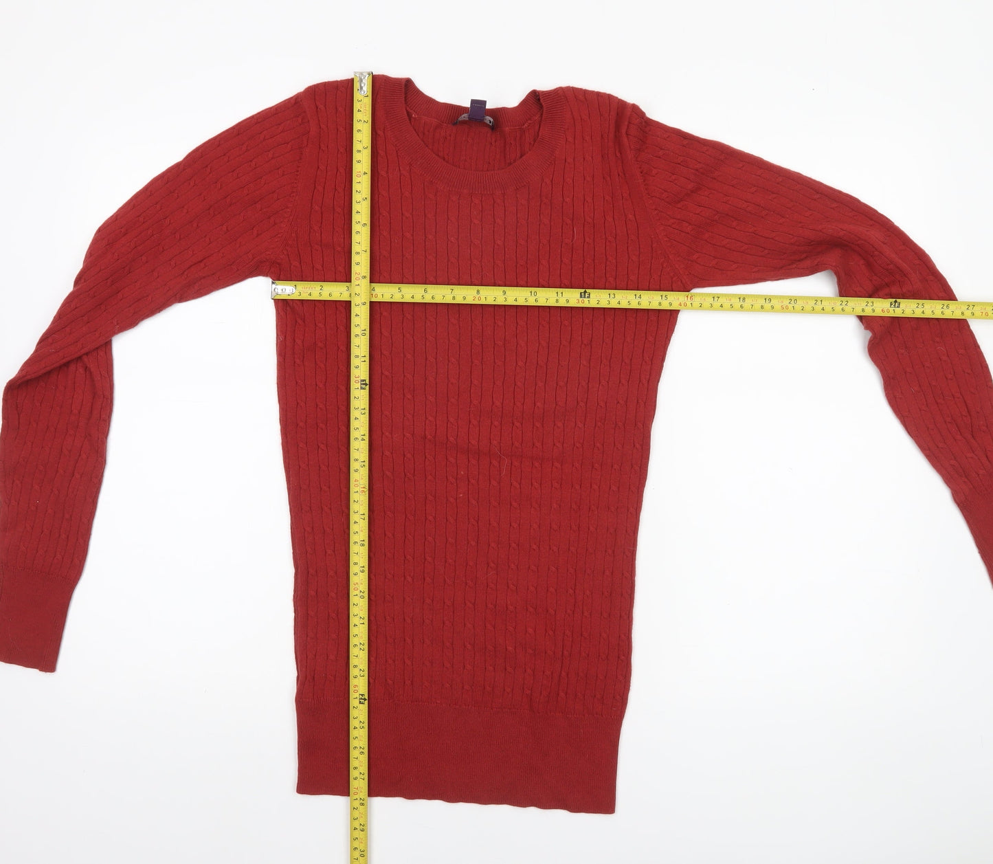 Long Tall Sally Women’s Red Cable-Knit Cotton Jumper Size S