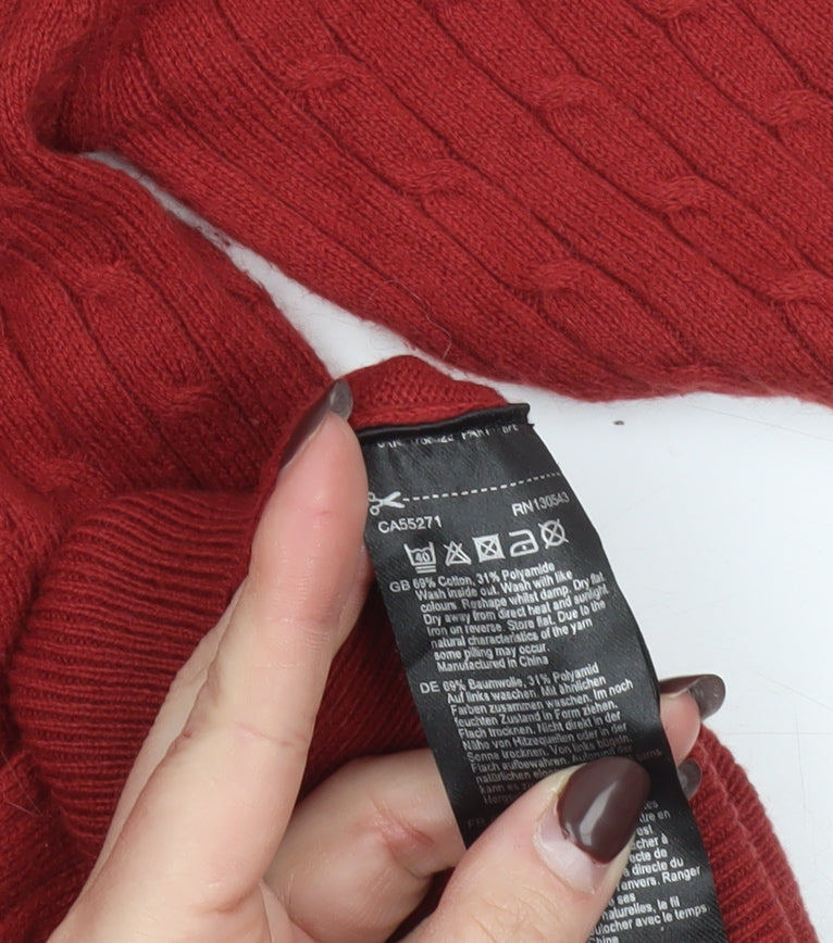 Long Tall Sally Women’s Red Cable-Knit Cotton Jumper Size S