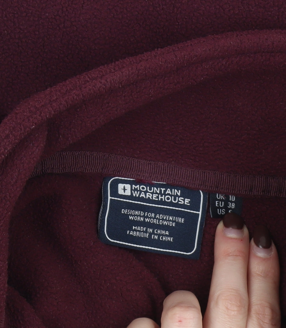 Mountain Warehouse Womens Red Fleece Jacket Size 10 Full Zip Lightweight