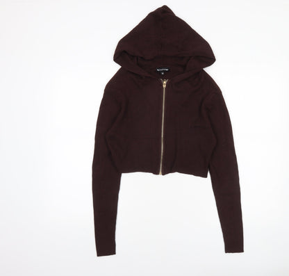 Womens UK Size M PRETTYLITTLETHING Brown Full Zip Jumper
