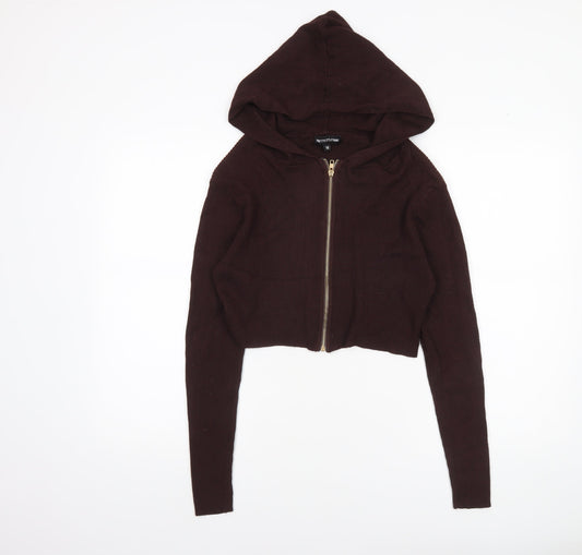 Womens UK Size M PRETTYLITTLETHING Brown Full Zip Jumper
