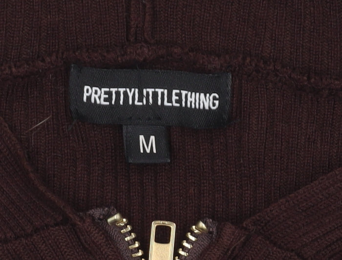 Womens UK Size M PRETTYLITTLETHING Brown Full Zip Jumper