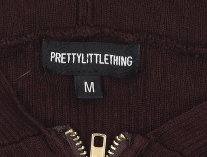 Womens UK Size M PRETTYLITTLETHING Brown Full Zip Jumper