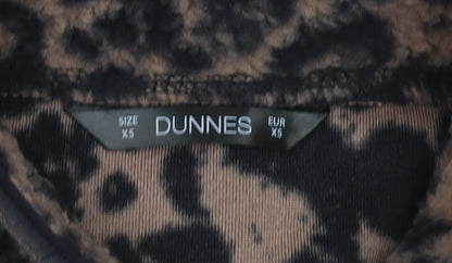 Dunnes Women Brown Leopard Fleece 1/4 Zip Pullover Sweatshirt XS