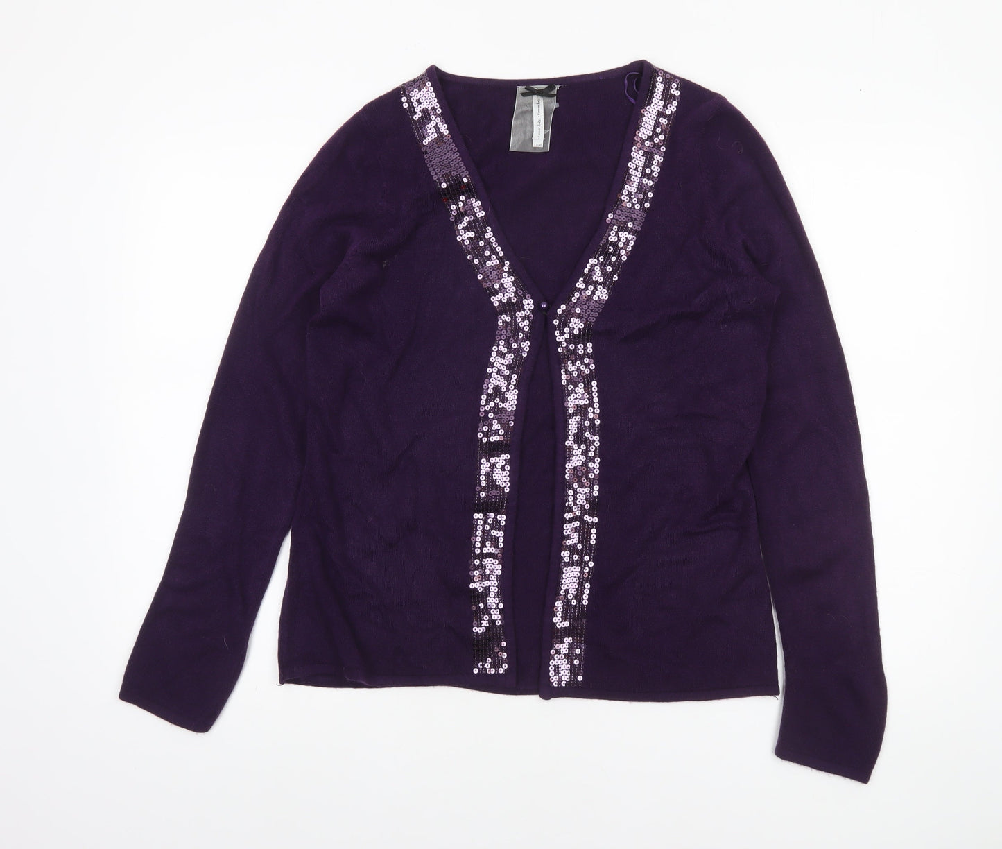 Womens UK Size 12 Forever Knit Purple Cardigan Jumper