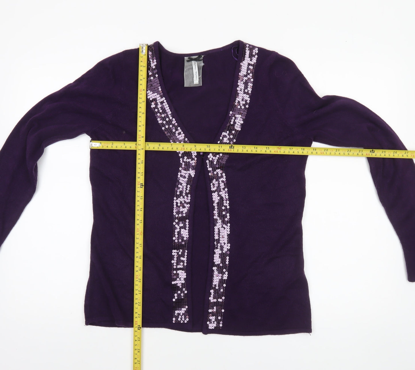 Womens UK Size 12 Forever Knit Purple Cardigan Jumper