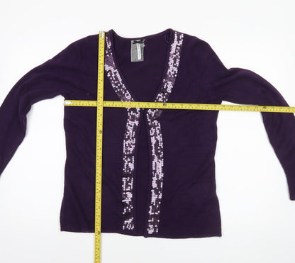 Womens UK Size 12 Forever Knit Purple Cardigan Jumper