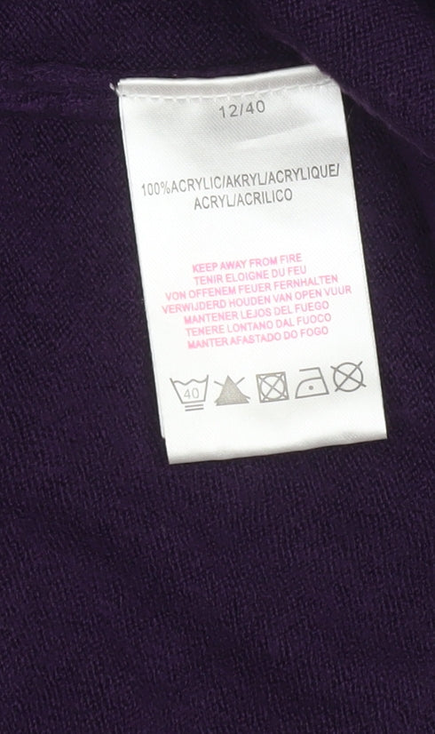 Womens UK Size 12 Forever Knit Purple Cardigan Jumper