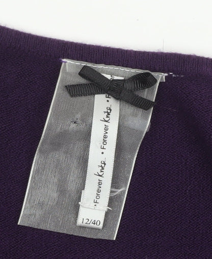 Womens UK Size 12 Forever Knit Purple Cardigan Jumper