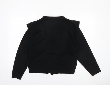 Brave Soul Womens Black Ruffle Knit Jumper Medium Long Sleeve Acrylic