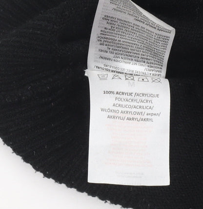 Brave Soul Womens Black Ruffle Knit Jumper Medium Long Sleeve Acrylic