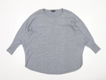 Obsession Women Grey One Size Relaxed Knit Pullover Jumper