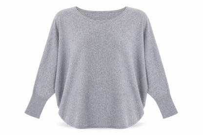 Obsession Women Grey One Size Relaxed Knit Pullover Jumper