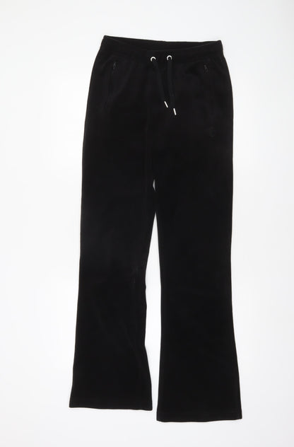 Juicy Couture Women Black Small Velour Flared Jogger Trousers