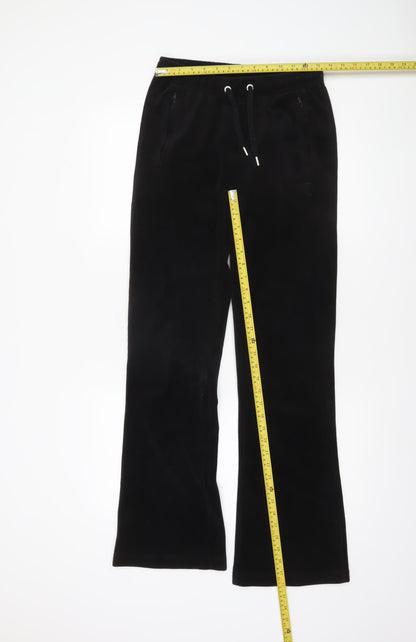 Juicy Couture Women Black Small Velour Flared Jogger Trousers