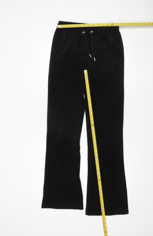 Juicy Couture Women Black Small Velour Flared Jogger Trousers