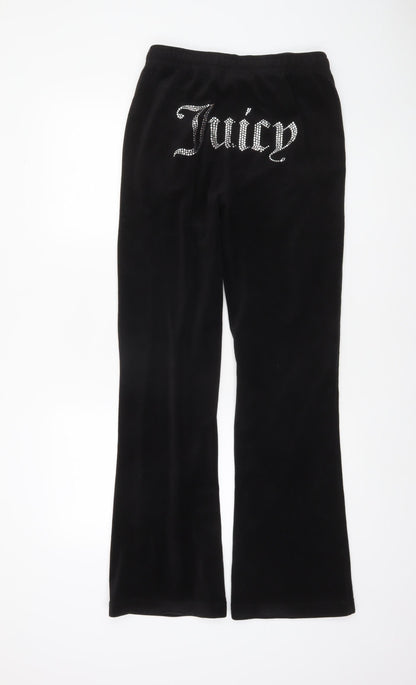 Juicy Couture Women Black Small Velour Flared Jogger Trousers