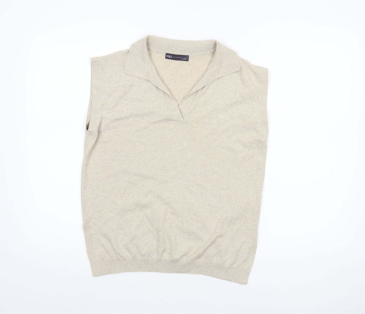 Womens UK Size S Marks and Spencer Beige Basic Polo