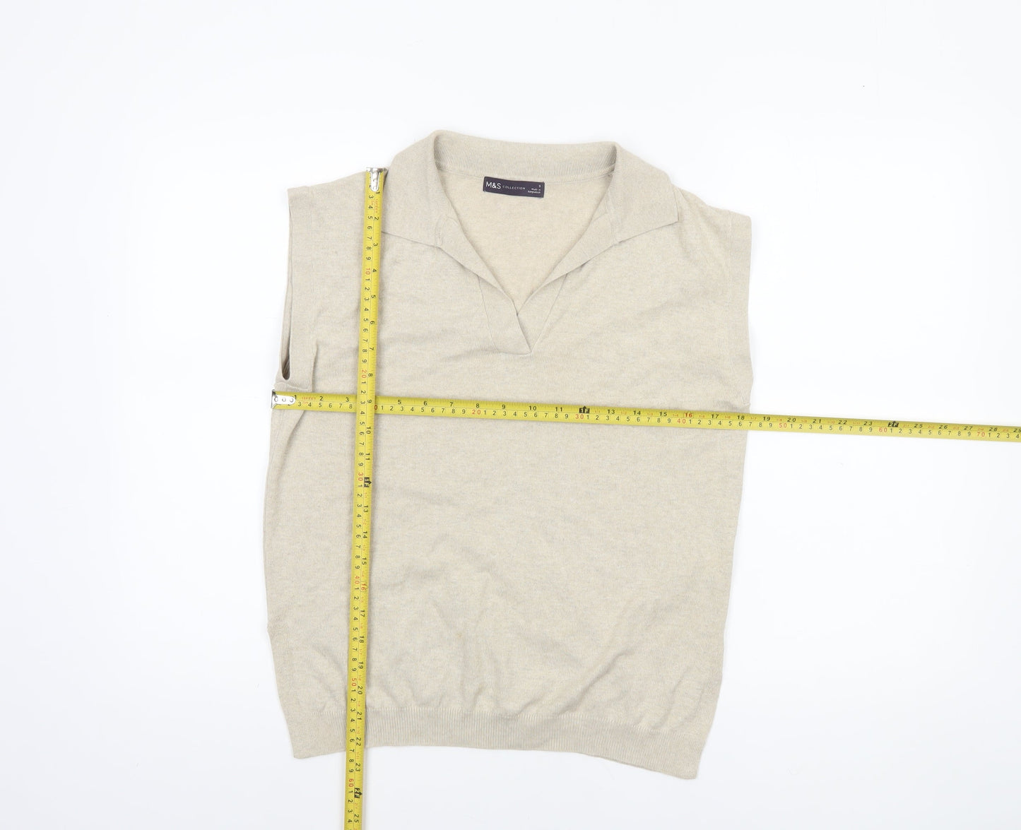 Womens UK Size S Marks and Spencer Beige Basic Polo