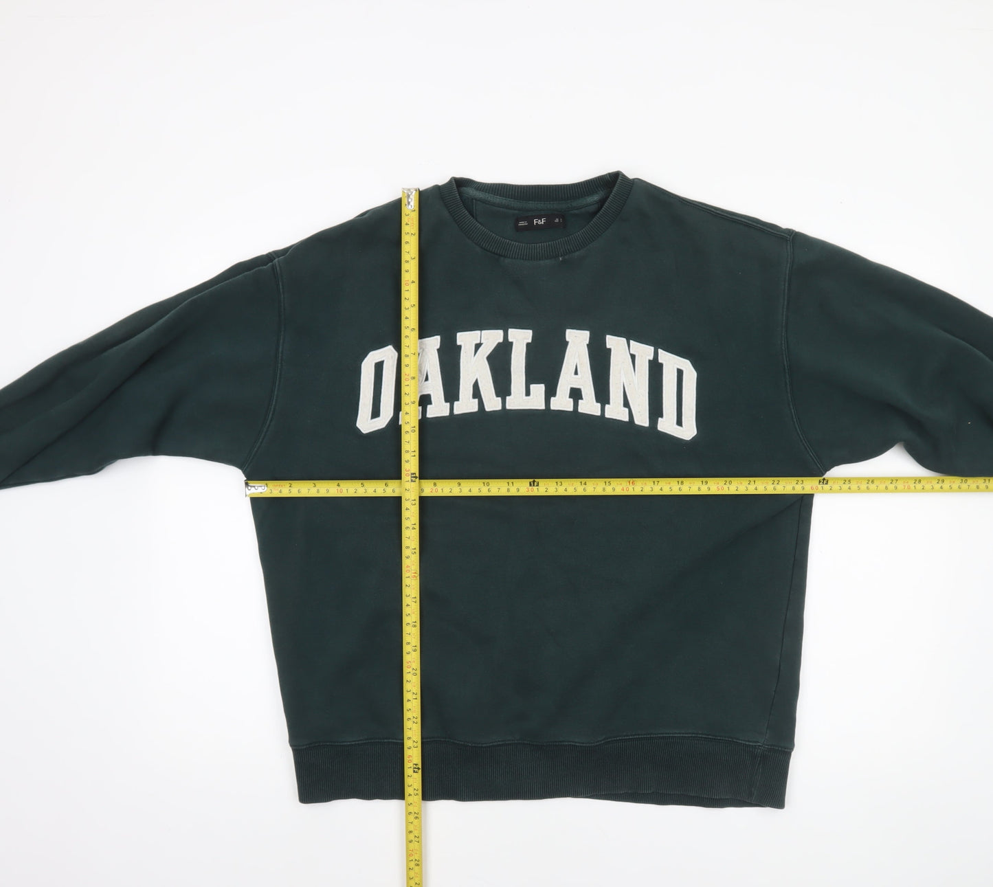 F&F Men's Green Oakland Graphic Sweatshirt Size L Pullover Crew Neck