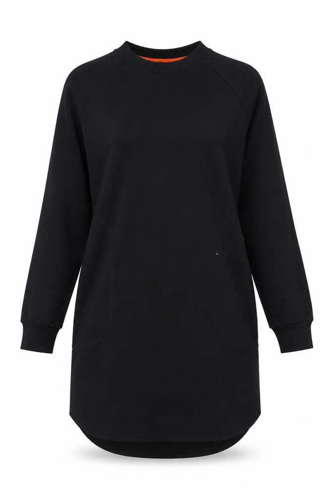Front view of Kin Women’s Black Cotton Long Sleeve T-Shirt Dress XS
