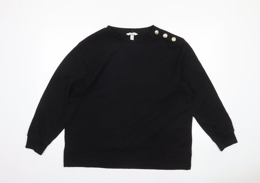 H&M MAMA Women's Black Button Shoulder Pullover Sweatshirt Size 12