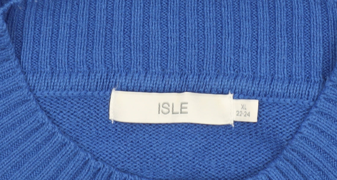 Womens UK Size 22-24 ISLE Blue Pullover Jumper