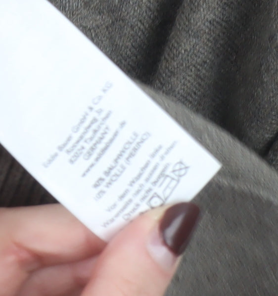 Eddie Bauer Men's Brown Wool V-Neck Jumper Size M Classic Knit