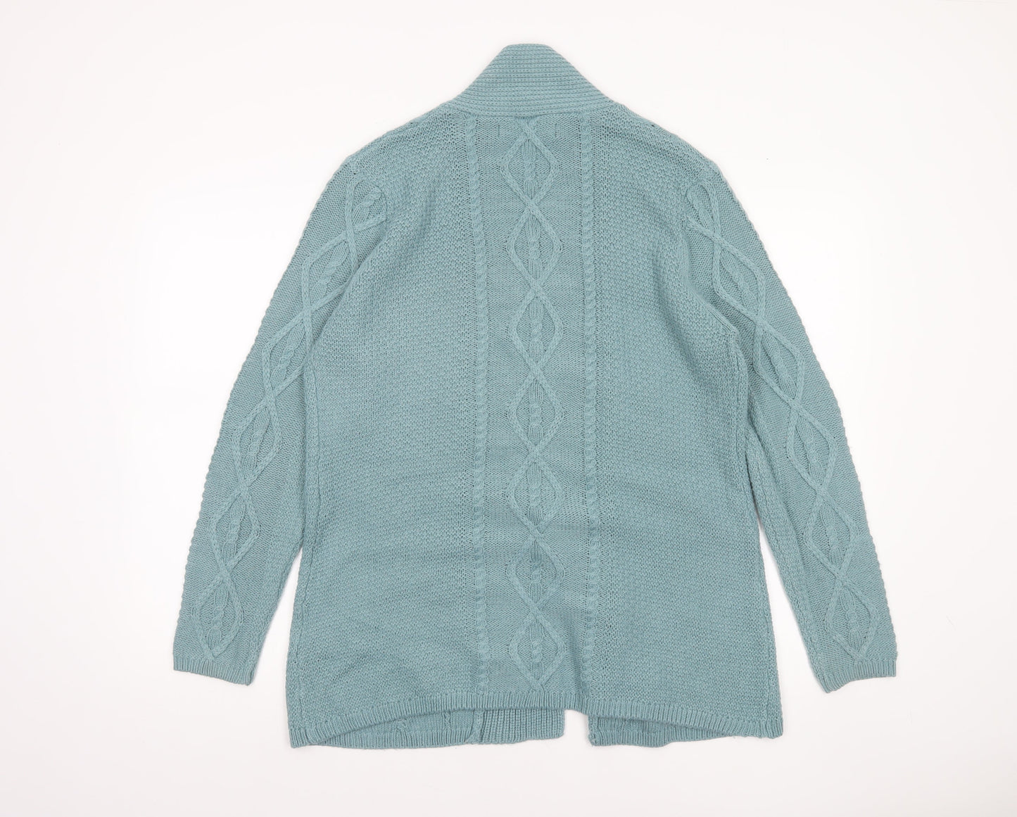 Isle Essentials Women's Blue Cable-Knit Open Cardigan Size M 14-16