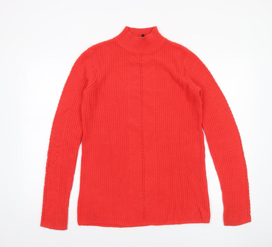 Long Tall Sally Women’s Red XS Mock Neck Chunky Knit Pullover Jumper