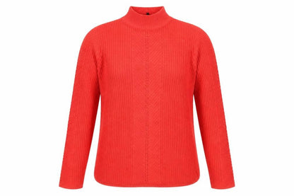 Front view of Long Tall Sally Women’s Red XS Mock Neck Chunky Knit jumper