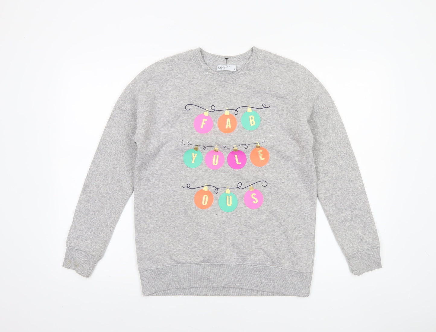 Womens UK Size S Papaya Grey Pullover Sweatshirt
