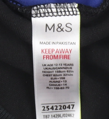 Boys UK Size 12-13 Years Marks and Spencer Black Pullover Hoodie
