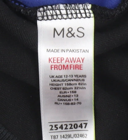 Boys UK Size 12-13 Years Marks and Spencer Black Pullover Hoodie