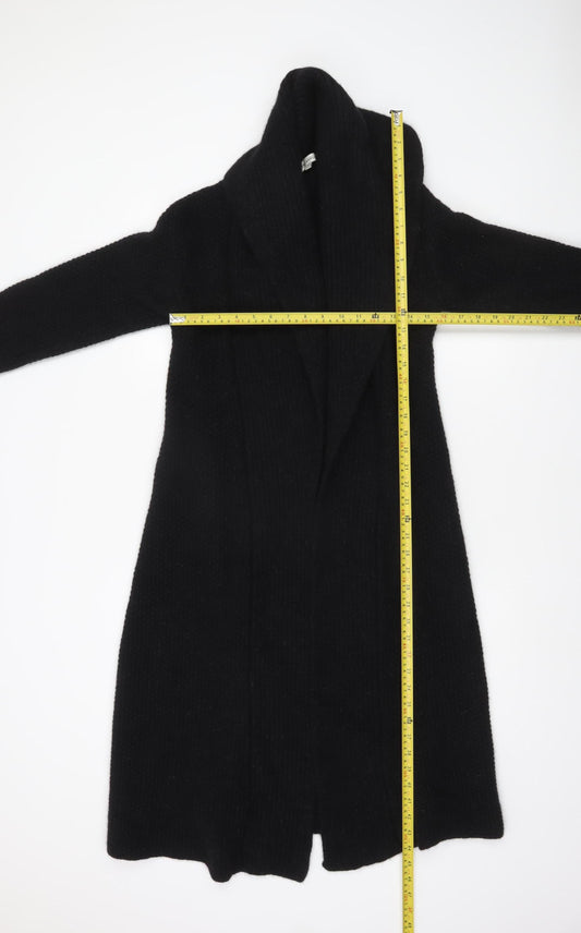 Laura Ashley Women's Black Wool Angora Chunky Knit Long Cardigan S