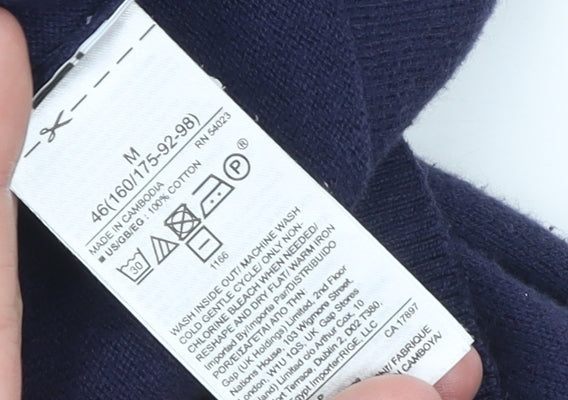 GAP Women Blue Cotton Cardigan M Long Sleeve Lightweight Knit