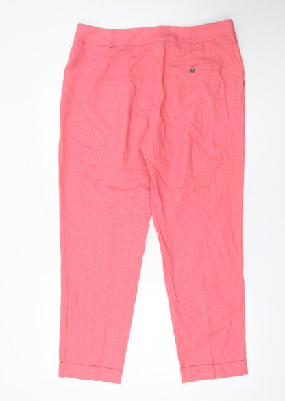 M&Co Women’s Pink Linen Blend Chino Trousers Size 16