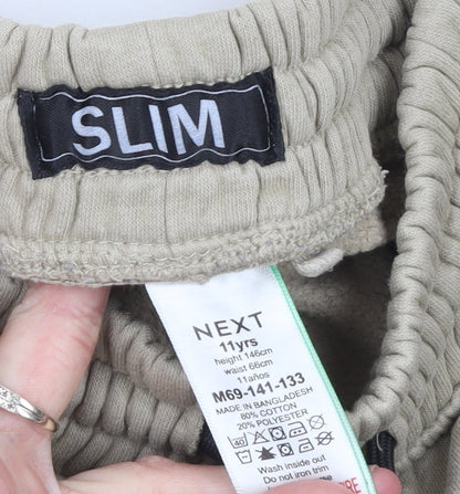 Next Boys Beige Cargo Jogger Trousers Slim Fit Size 11 Years Cotton Blend