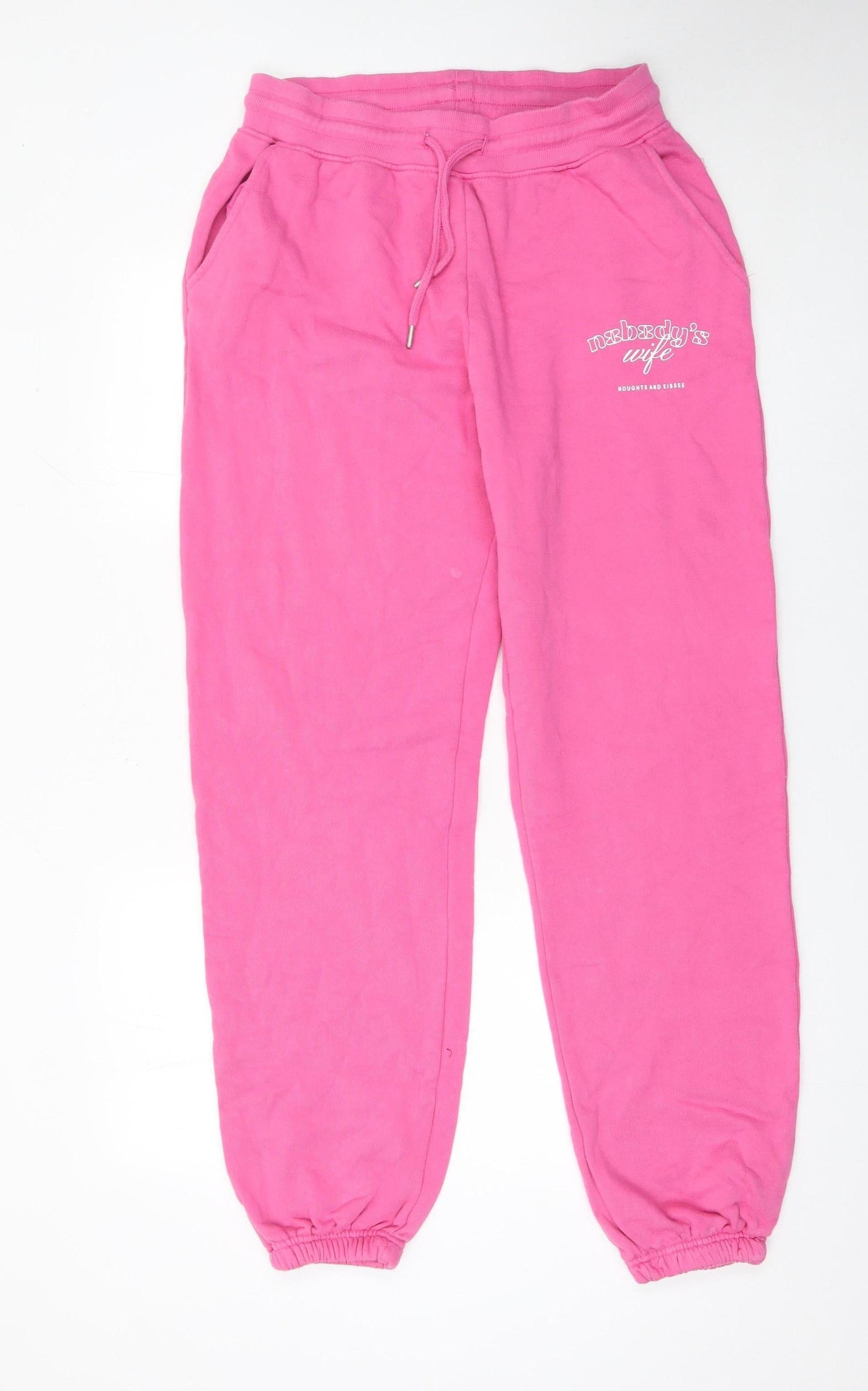 Womens UK Size L Noughts & Kisses Relaxed Fit Sweatpants Pink Trousers