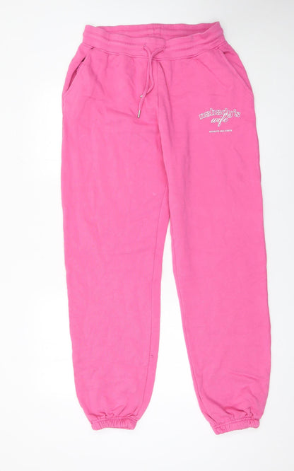 Womens UK Size L Noughts & Kisses Relaxed Fit Sweatpants Pink Trousers