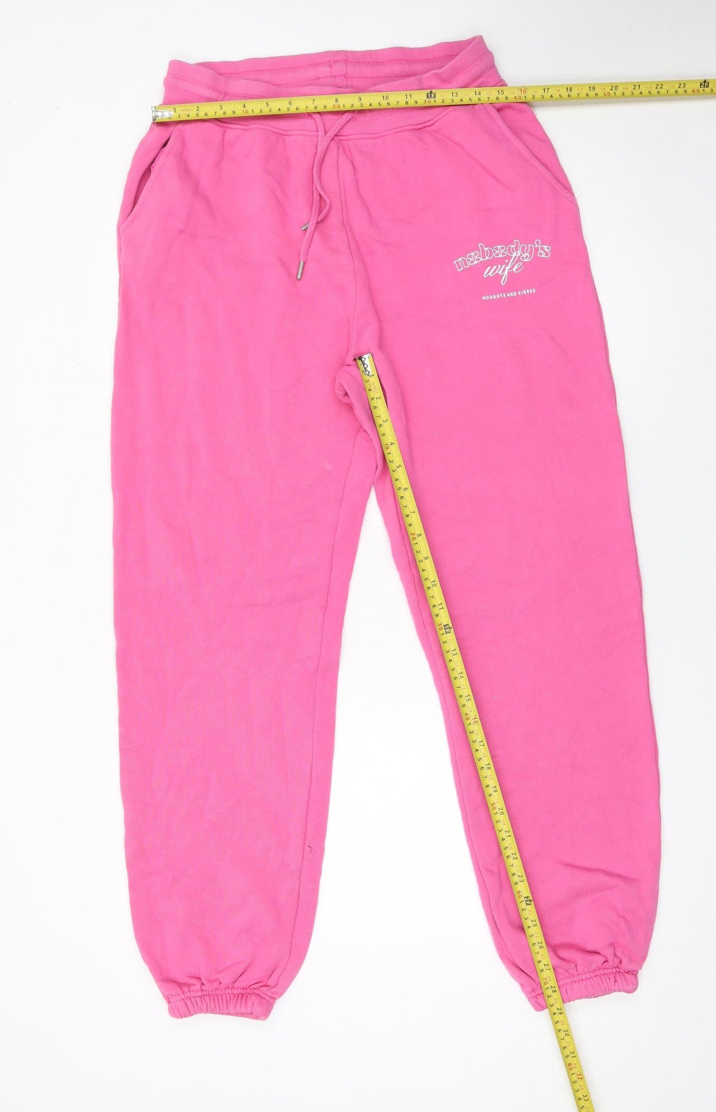 Womens UK Size L Noughts & Kisses Relaxed Fit Sweatpants Pink Trousers