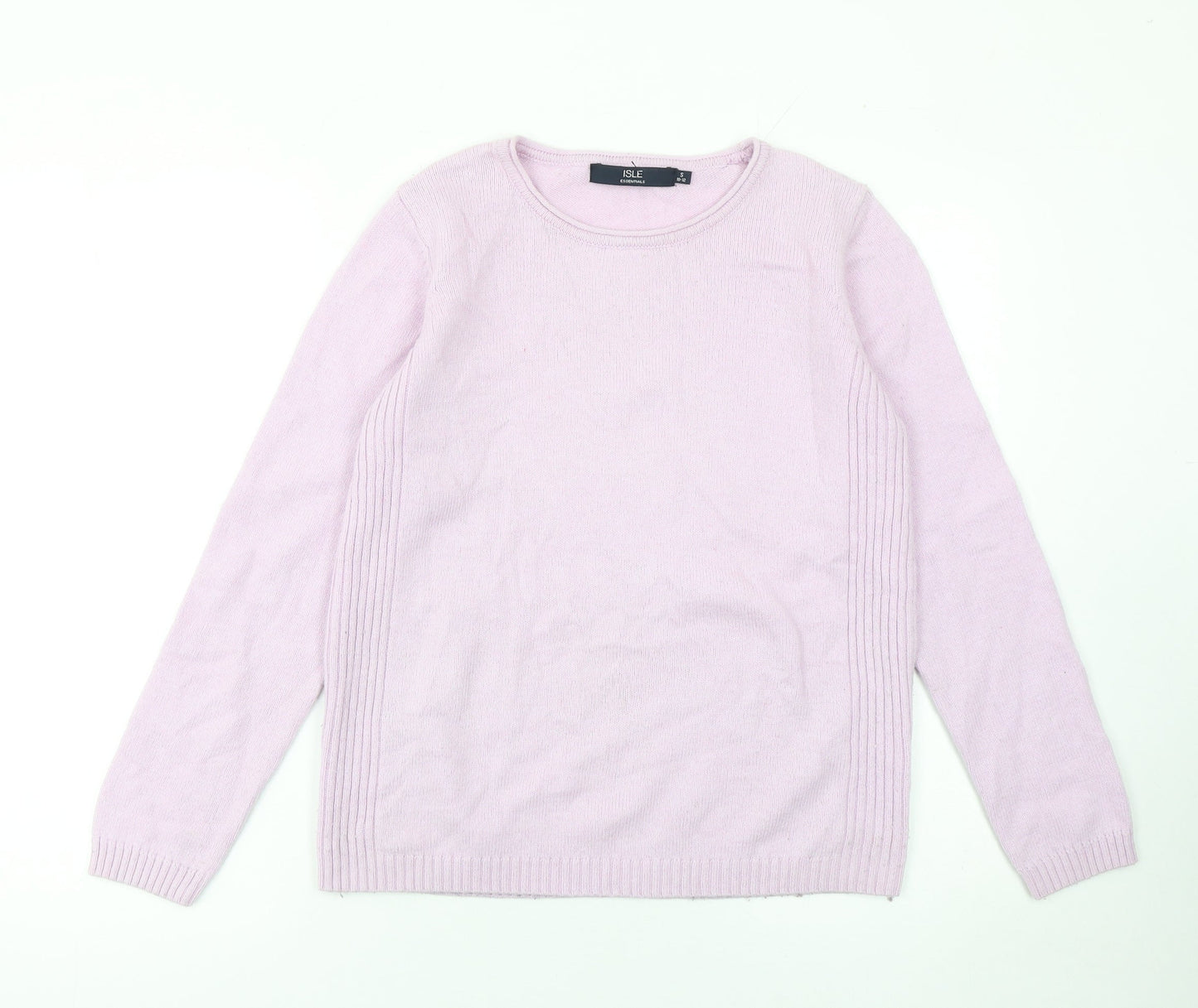 Isle Essentials Women Pink Merino Wool Blend Crew Neck Jumper Size S