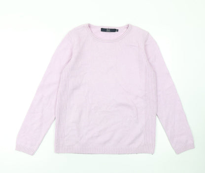Isle Essentials Women Pink Merino Wool Blend Crew Neck Jumper Size S